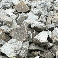 Concrete, dirt, rock